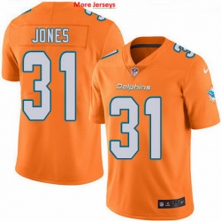 Miami Dolphins 31 Byron Jones Orange Stitched NFL Limited Rush Jersey