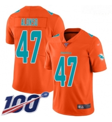 Miami Dolphins 47 Kiko Alonso Orange Stitched Football Limited Inverted Legend 100th Season Jersey