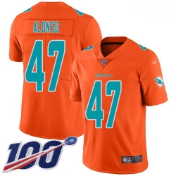 Miami Dolphins 47 Kiko Alonso Orange Stitched Football Limited Inverted Legend 100th Season Jersey