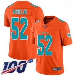 Miami Dolphins 52 Raekwon McMillan Orange Stitched Football Limited Inverted Legend 100th Season Jersey