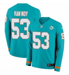 Miami Dolphins 53 Kyle Van Noy Aqua Green Team Color Stitched NFL Limited Therma Long Sleeve Jersey