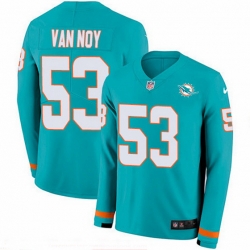 Miami Dolphins 53 Kyle Van Noy Aqua Green Team Color Stitched NFL Limited Therma Long Sleeve Jersey