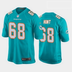 Miami Dolphins 68 Robert Hunt Aqua Game jersey