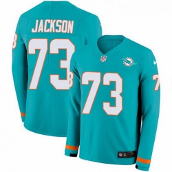 Miami Dolphins 73 Austin Jackson Aqua Green Team Color Stitched NFL Limited Therma Long Sleeve Jersey