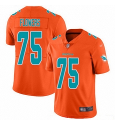Miami Dolphins 75 Ereck Flowers Orange Stitched NFL Limited Inverted Legend Jersey