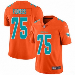 Miami Dolphins 75 Ereck Flowers Orange Stitched NFL Limited Inverted Legend Jersey
