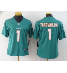 Women's Miami Dolphins 1 Tua Tagovailoa Aqua Vapor Untouchable Limited Jersey
