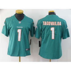 Women's Miami Dolphins 1 Tua Tagovailoa Aqua Vapor Untouchable Limited Jersey