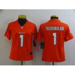 Women's Miami Dolphins 1 Tua Tagovailoa Orange Limited Jersey