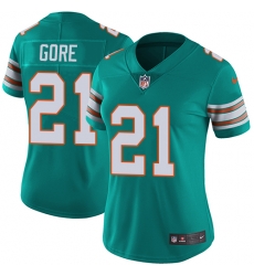 Women's Miami Dolphins #21 Frank Gore Aqua Green Alternate Stitched NFL Vapor Untouchable Limited Jersey
