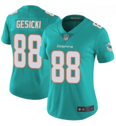 Women's Miami Dolphins #88 Mike Gesicki Aqua Green Team Color Stitched Football Vapor Untouchable Limited Jersey