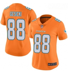 Women's Miami Dolphins #88 Mike Gesicki Orange Stitched Football Limited Rush Jersey
