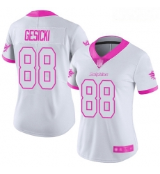 Women's Miami Dolphins #88 Mike Gesicki White Pink Stitched Football Limited Rush Fashion Jersey