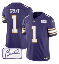 Minnesota Vikings 1 Greg Joseph Purple 2023 F U S E Bud Grant Patch Vapor Limited Stitched Jersey