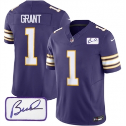 Minnesota Vikings 1 Greg Joseph Purple 2023 F U S E Bud Grant Patch Vapor Limited Stitched Jersey