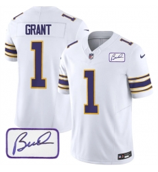 Minnesota Vikings 1 Greg Joseph White 2023 F U S E Bud Grant Patch Vapor Limited Stitched Jersey