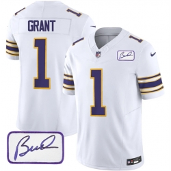 Minnesota Vikings 1 Greg Joseph White 2023 F U S E Bud Grant Patch Vapor Limited Stitched Jersey