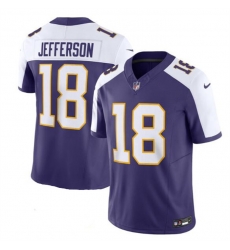 Minnesota Vikings 18 Justin Jefferson Purple 2023 F U S E Vapor Limited Stitched Jersey