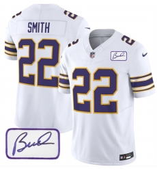 Minnesota Vikings 22 Harrison Smith White 2023 F U S E Bud Grant Patch Vapor Limited Stitched Jersey