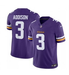 Minnesota Vikings 3 Jordan Addison Purple 2023 F U S E  Vapor Untouchable Limited Stitched Jersey