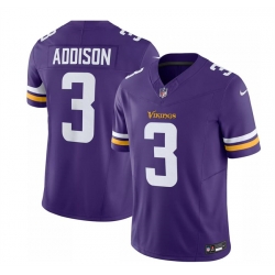 Minnesota Vikings 3 Jordan Addison Purple 2023 F U S E  Vapor Untouchable Limited Stitched Jersey