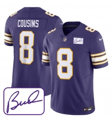 Minnesota Vikings 8 Kirk Cousins Purple 2023 F U S E Bud Grant Patch Limited Stitched Jersey
