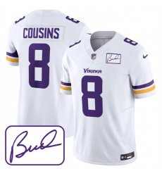Minnesota Vikings 8 Kirk Cousins White 2023 F U S E Bud Grant Patch Limited Stitched Jersey
