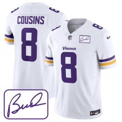 Minnesota Vikings 8 Kirk Cousins White 2023 F U S E Bud Grant Patch Limited Stitched Jersey