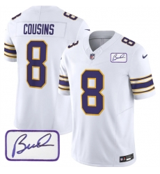 Minnesota Vikings 8 Kirk Cousins White 2023 F U S E Bud Grant Patch Vapor Limited Stitched Jersey