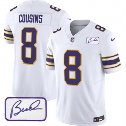 Minnesota Vikings 8 Kirk Cousins White 2023 F U S E Bud Grant Patch Vapor Limited Stitched Jersey