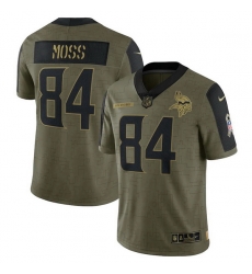 Minnesota Vikings 84 Randy Moss Olive 2021 Salute To Service Retired Player Limited Jersey