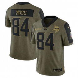Minnesota Vikings 84 Randy Moss Olive 2021 Salute To Service Retired Player Limited Jersey