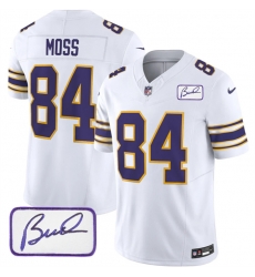 Minnesota Vikings 84 Randy Moss White 2023 F U S E Bud Grant Patch Limited Stitched Jersey