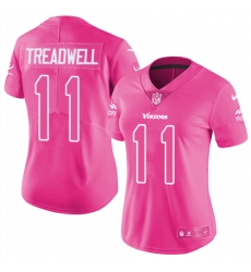 Women's Minnesota Vikings #11 Laquon Treadwell Pink Stitched NFL Limited Rush Fashion Jersey