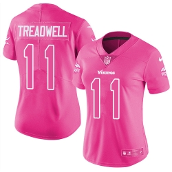 Women's Minnesota Vikings #11 Laquon Treadwell Pink Stitched NFL Limited Rush Fashion Jersey