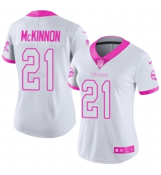 Women's Minnesota Vikings #21 Jerick McKinnon White Pink Stitched NFL Limited Rush Fashion Jersey