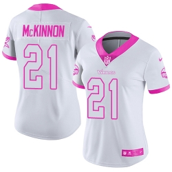 Women's Minnesota Vikings #21 Jerick McKinnon White Pink Stitched NFL Limited Rush Fashion Jersey