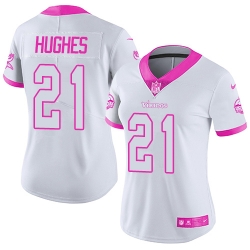 Women's Minnesota Vikings #21 Mike Hughes White Pink Stitched NFL Limited Rush Fashion Jersey