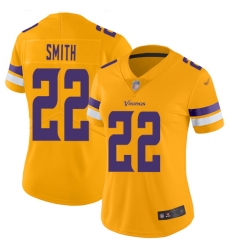 Women's Minnesota Vikings 22 Harrison Smith Gold Stitched Football Limited Inverted Legend Jersey