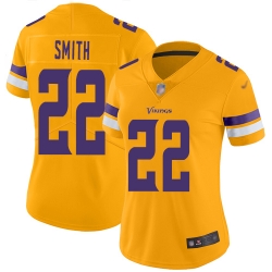 Women's Minnesota Vikings 22 Harrison Smith Gold Stitched Football Limited Inverted Legend Jersey
