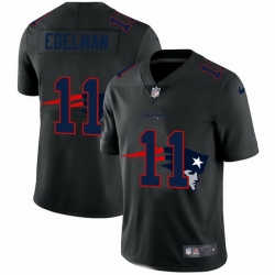 New England Patriots 11 Julian Edelman Black Team Logo Dual Overlap Limited NFL jersey