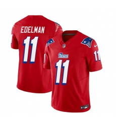 New England Patriots 11 Julian Edelman Red 2023 F U S E Throwback Limited Stitched Football Jersey
