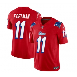New England Patriots 11 Julian Edelman Red 2023 F U S E Throwback Limited Stitched Football Jersey