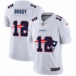 New England Patriots 12 Tom Brady White Team Logo Dual Overlap Limited NFL Jersey