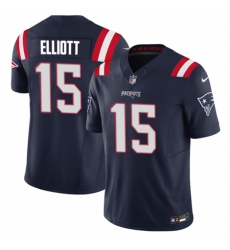 New England Patriots 15 Ezekiel Elliott Navy 2023 F U S E Vapor Limited Stitched Football Jersey