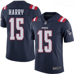 New England Patriots 15 N'Keal Harry Navy Blue Stitched Football Limited Rush Jersey