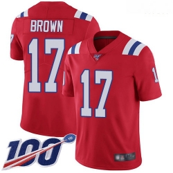 New England Patriots 17 Antonio Brown Red Alternate Stitched Football 100th Season Vapor Limited Jersey