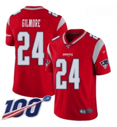 New England Patriots 24 Stephon Gilmore Red Stitched Football Limited Inverted Legend 100th Season Jersey