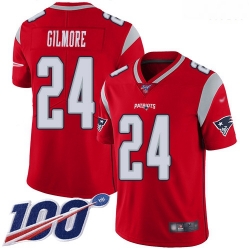 New England Patriots 24 Stephon Gilmore Red Stitched Football Limited Inverted Legend 100th Season Jersey