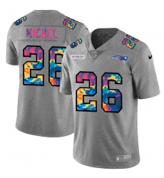 New England Patriots 26 Sony Michel Multi Color 2020 NFL Crucial Catch NFL Jersey Greyheather